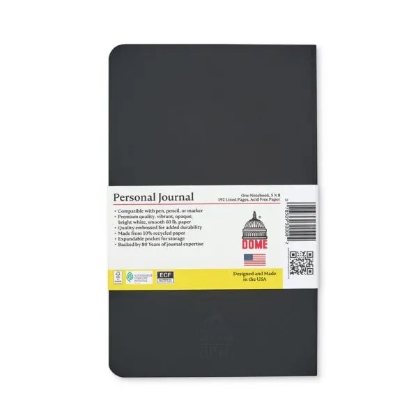 Dome Personal Journal – 5 x 8 Inch Softcover Black Lined Journal Notebook - Image 2