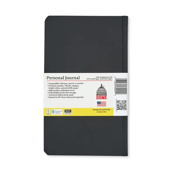 DOME Personal Journal – 5 x 8 Inch Hardcover Black Lined Journal Notebook - Image 4