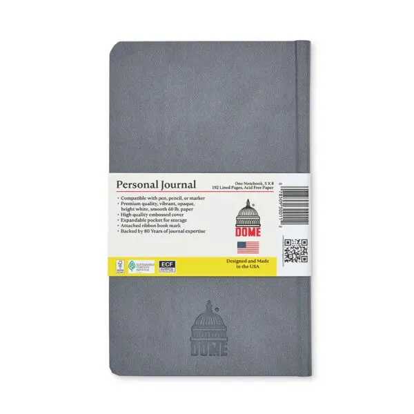 DOME Personal Journal – 5 x 8 Inch Hardcover Gray Lined Journal Notebook - Image 2