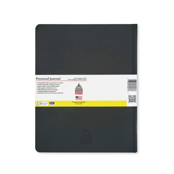 Dome Personal Journal – 8 x 10 Inch Hardcover Black Lined Journal Notebook - Image 2