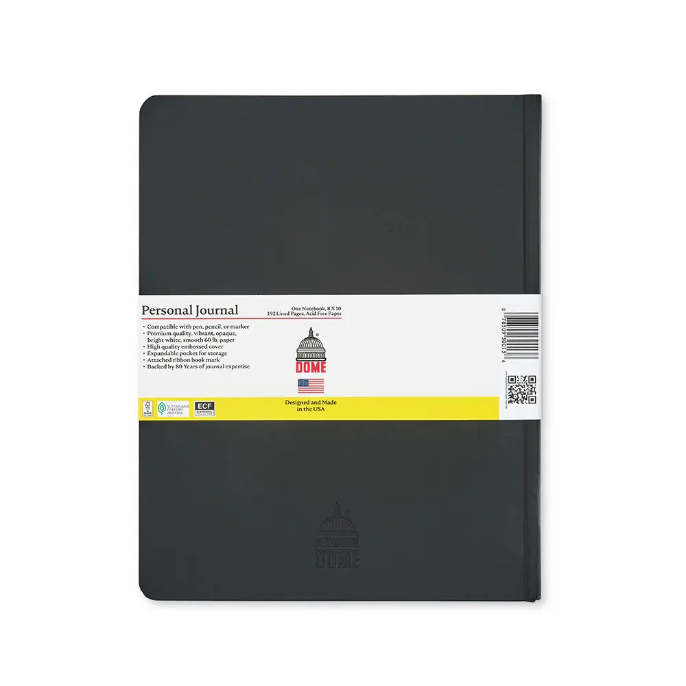 Dome Personal Journal – 8 x 10 Inch Hardcover Black Lined Journal Notebook - Image 2