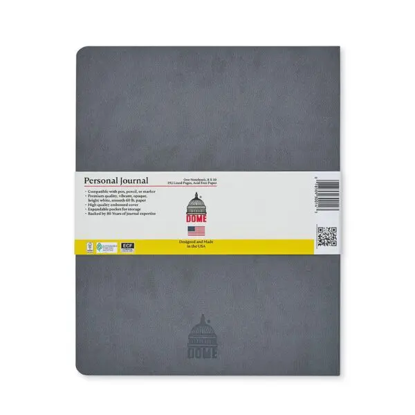Dome Personal Journal – 8x10 Inch Softcover Gray Lined Journal Notebook - Image 2