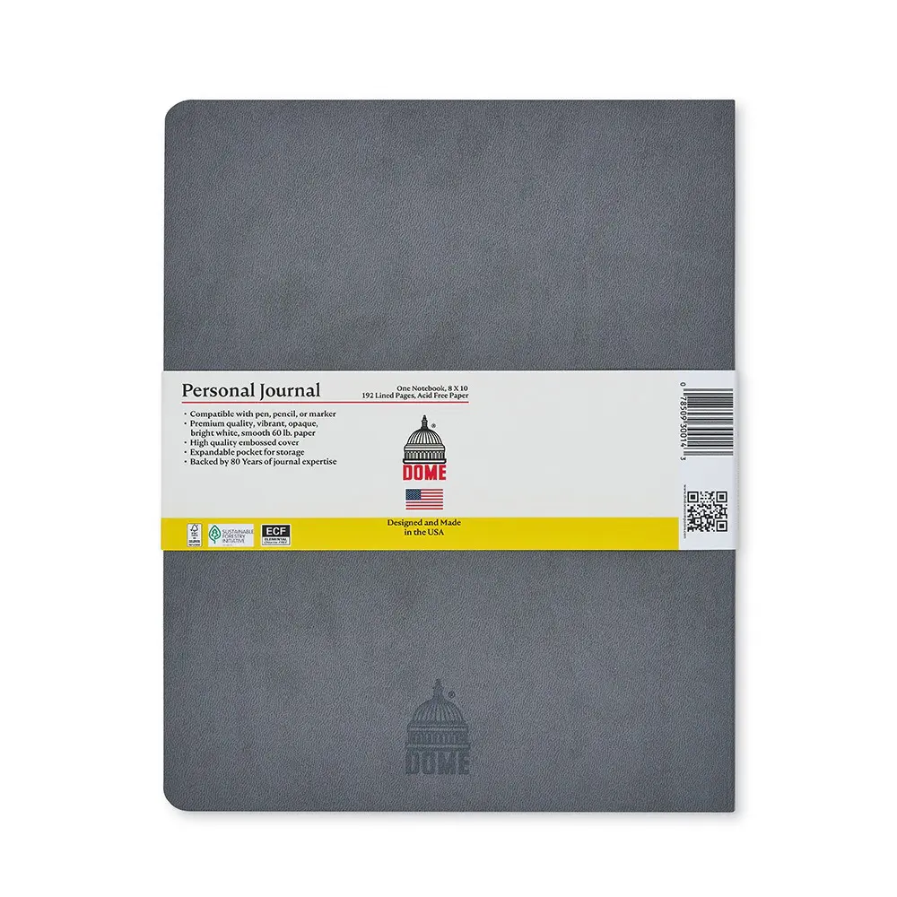 Dome Personal Journal – 8x10 Inch Softcover Gray Lined Journal Notebook - Image 2