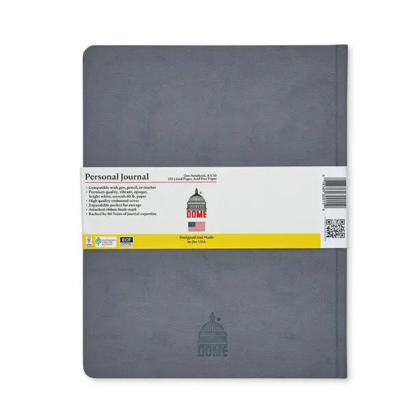 Dome Personal Journal – 8 x 10 Inch Hardcover Gray Lined Journal Notebook - Image 2