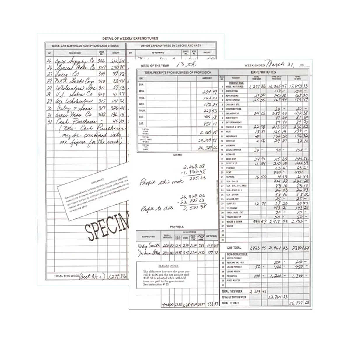 Dome Weekly Bookkeeping Record - Image 2