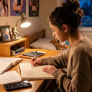 Middle School student journaling