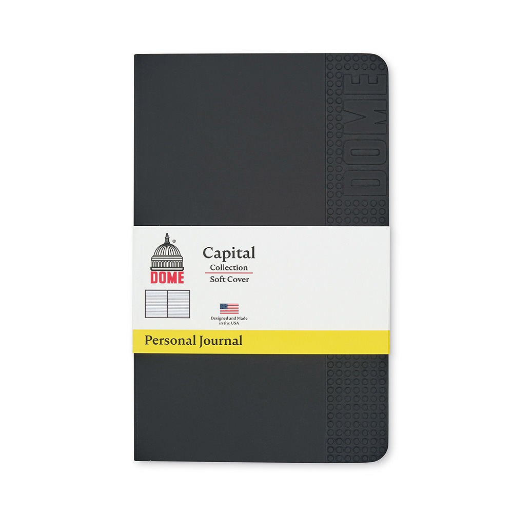 Dome Personal Journal – 5 x 8 Inch Softcover Black Lined Journal Notebook