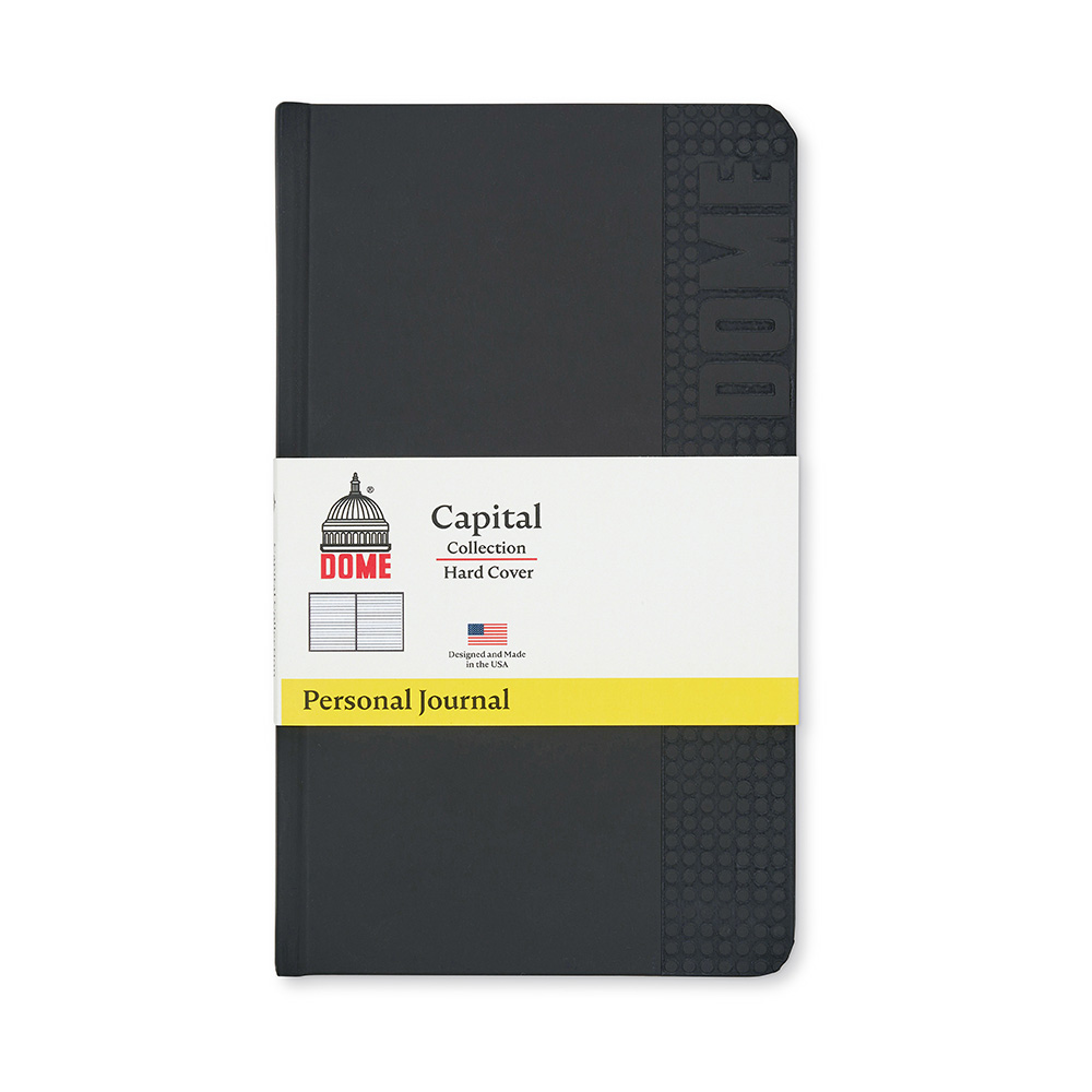 Dome Personal Journal – 5 x 8 Inch Softcover Black Lined Journal Notebook