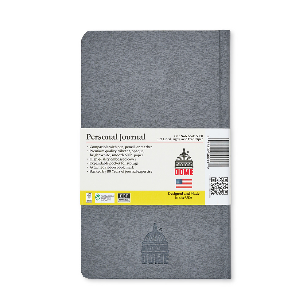 Dome Personal Journal Gray – 5 x 8 Inch Softcover Lined Journal Notebook