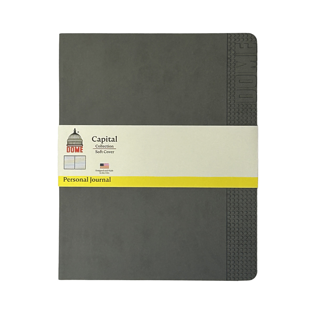 Dome Personal Journal – 8x10 Inch Softcover Gray Lined Journal Notebook
