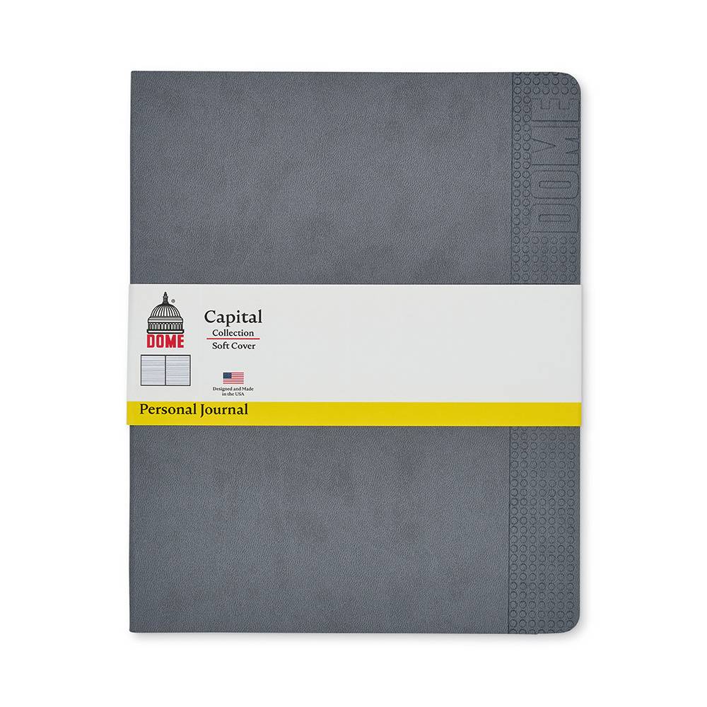 Dome Personal Journal – 8x10 Inch Softcover Gray Lined Journal Notebook